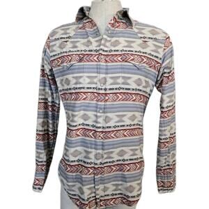 Roper Windswept Southwestern Aztec Long Sleeve Snap Collared Shirt Mens Sz S